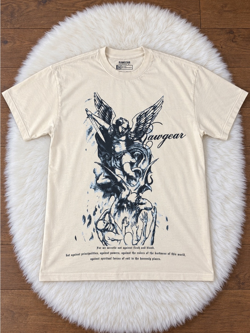 Rawgear Men's Cream Graphic Short-Sleeve Tee - Angel Artwork